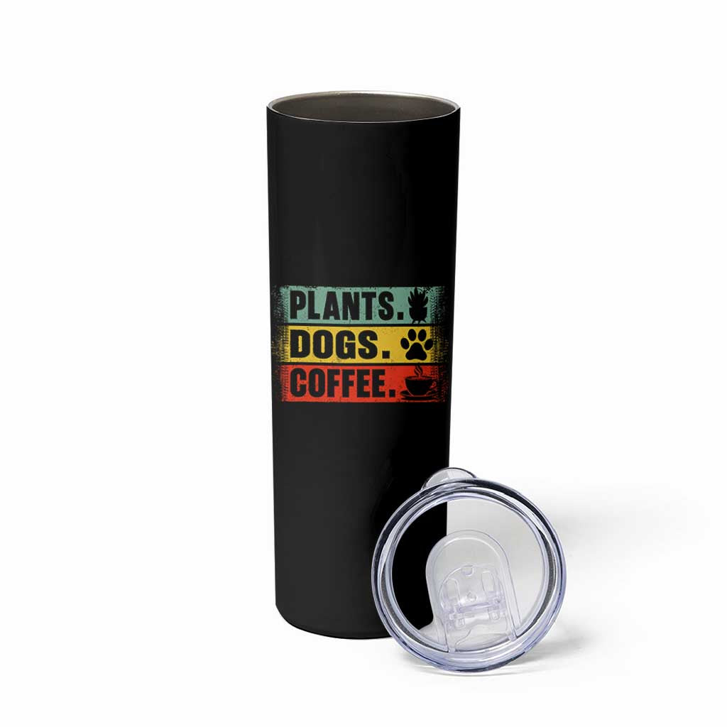Plants Dogs Coffee Skinny Tumbler Retro Gardening And Dog Lover - Wonder Print Shop