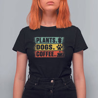 Plants Dogs Coffee T Shirt For Women Retro Gardening And Dog Lover - Wonder Print Shop