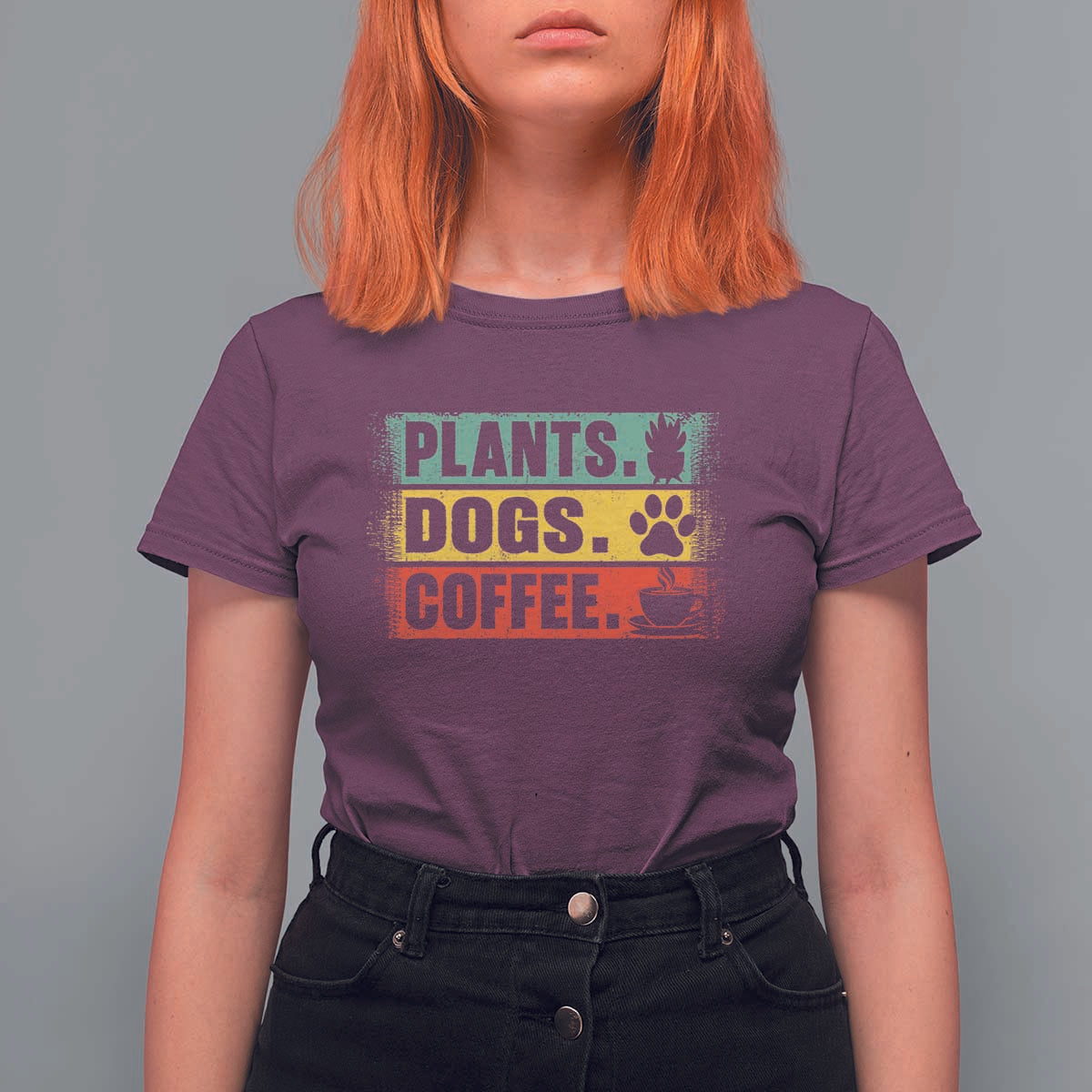 Plants Dogs Coffee T Shirt For Women Retro Gardening And Dog Lover - Wonder Print Shop