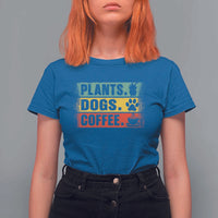 Plants Dogs Coffee T Shirt For Women Retro Gardening And Dog Lover - Wonder Print Shop