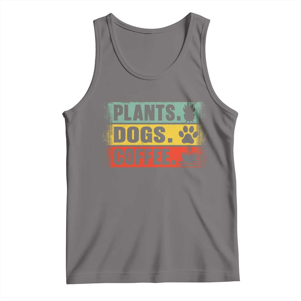 Plants Dogs Coffee Tank Top Retro Gardening And Dog Lover - Wonder Print Shop
