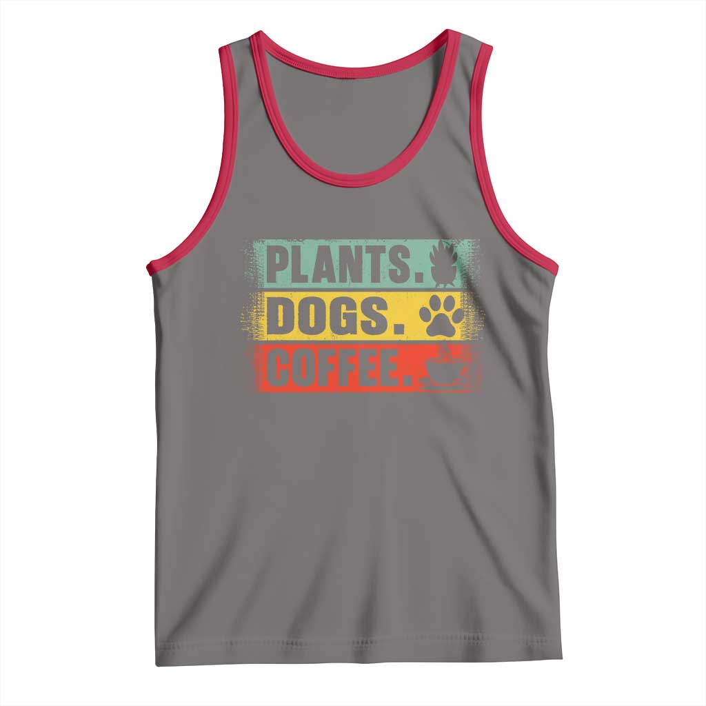 Plants Dogs Coffee Tank Top Retro Gardening And Dog Lover - Wonder Print Shop