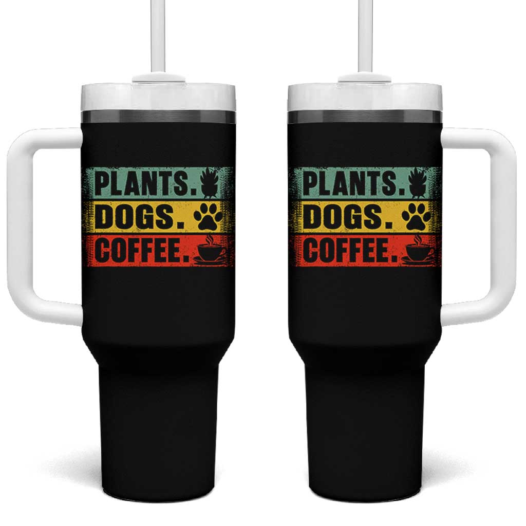 Plants Dogs Coffee Tumbler With Handle Retro Gardening And Dog Lover - Wonder Print Shop