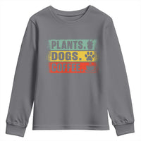 Plants Dogs Coffee Youth Sweatshirt Retro Gardening And Dog Lover - Wonder Print Shop