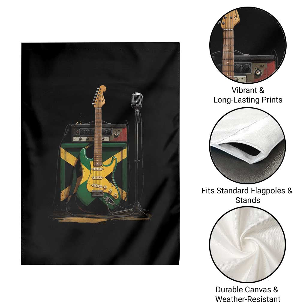 Funny Reggae Guitar Jamaican Flag Amp Microphone Music Lover Garden Flag - Wonder Print Shop