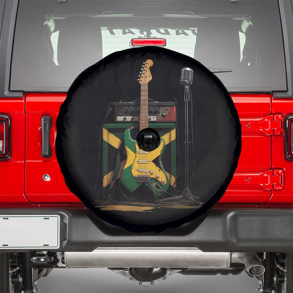 Reggae Guitar Jamaican Flag Amp Microphone Music Lover Spare Tire Cover - Wonder Print Shop