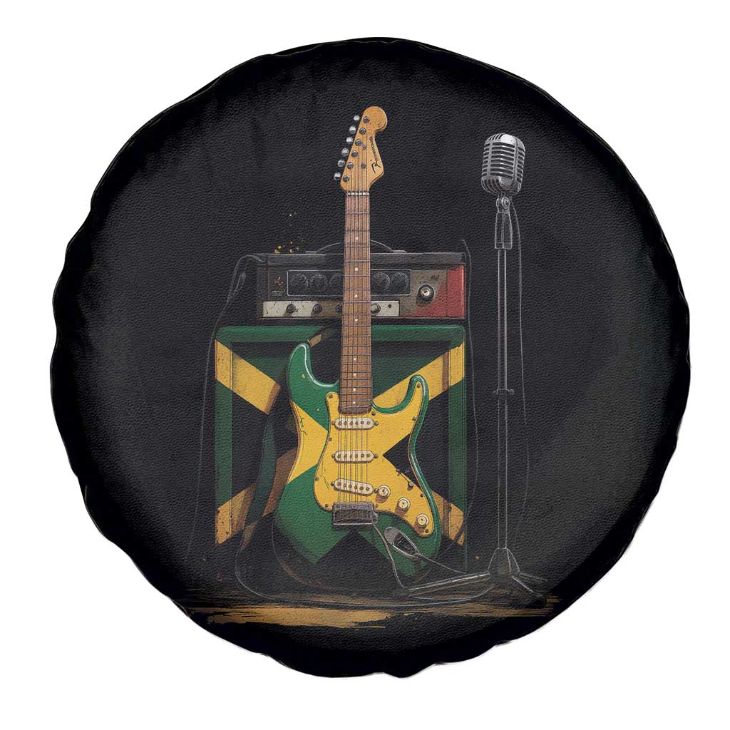 Reggae Guitar Jamaican Flag Amp Microphone Music Lover Spare Tire Cover - Wonder Print Shop