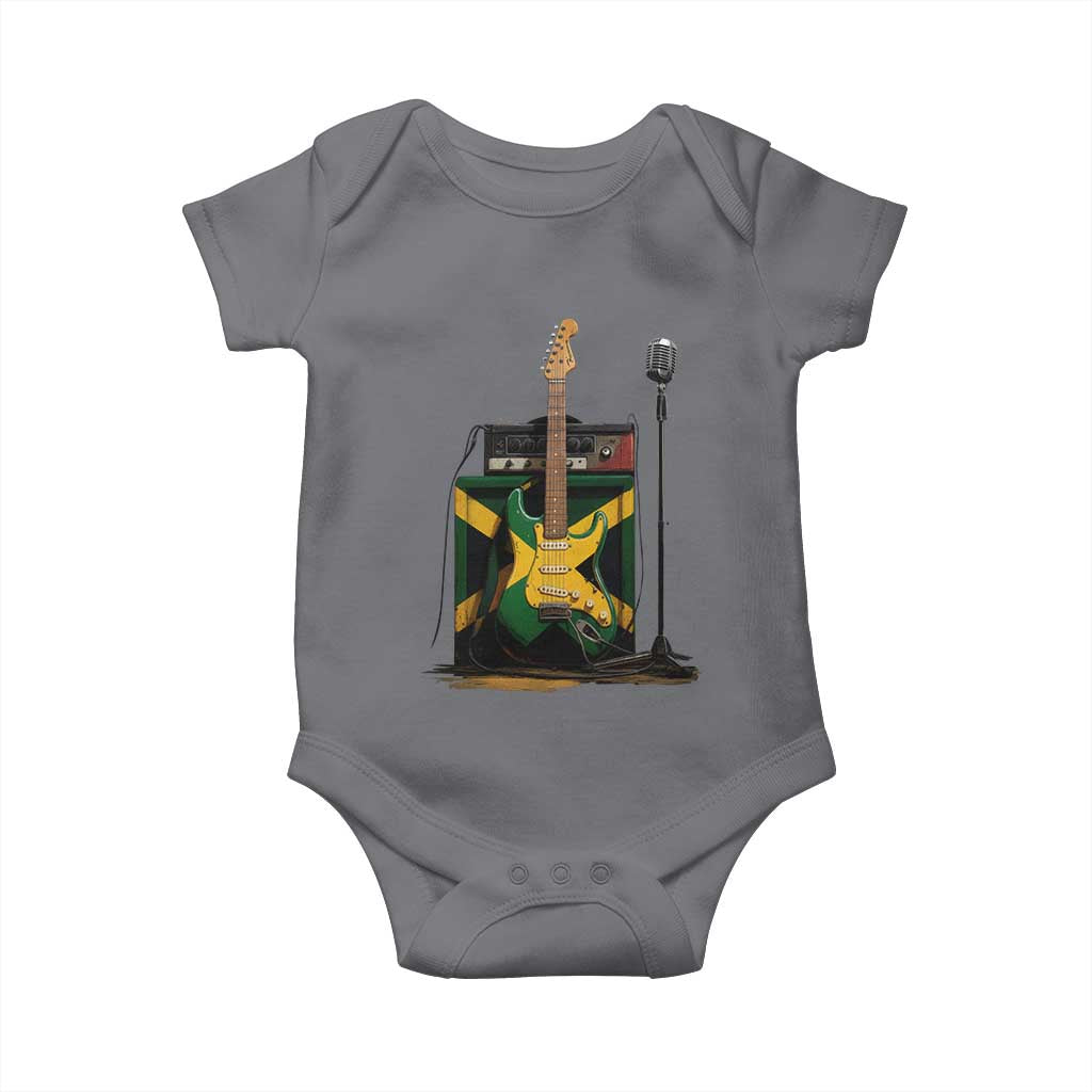 Reggae Guitar Jamaican Flag Amp Microphone Music Lover Baby Onesie - Wonder Print Shop
