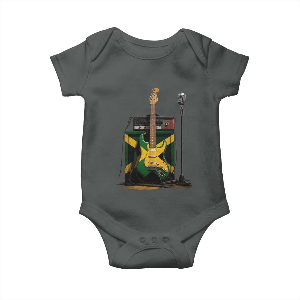 Reggae Guitar Jamaican Flag Amp Microphone Music Lover Baby Onesie - Wonder Print Shop
