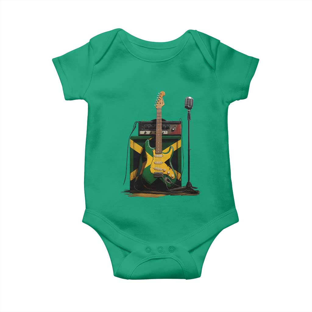 Reggae Guitar Jamaican Flag Amp Microphone Music Lover Baby Onesie - Wonder Print Shop