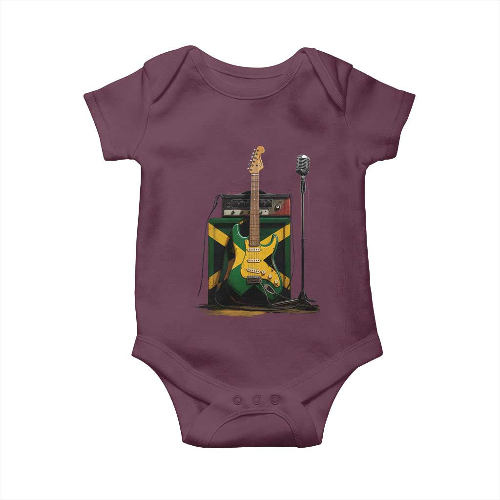 Reggae Guitar Jamaican Flag Amp Microphone Music Lover Baby Onesie - Wonder Print Shop