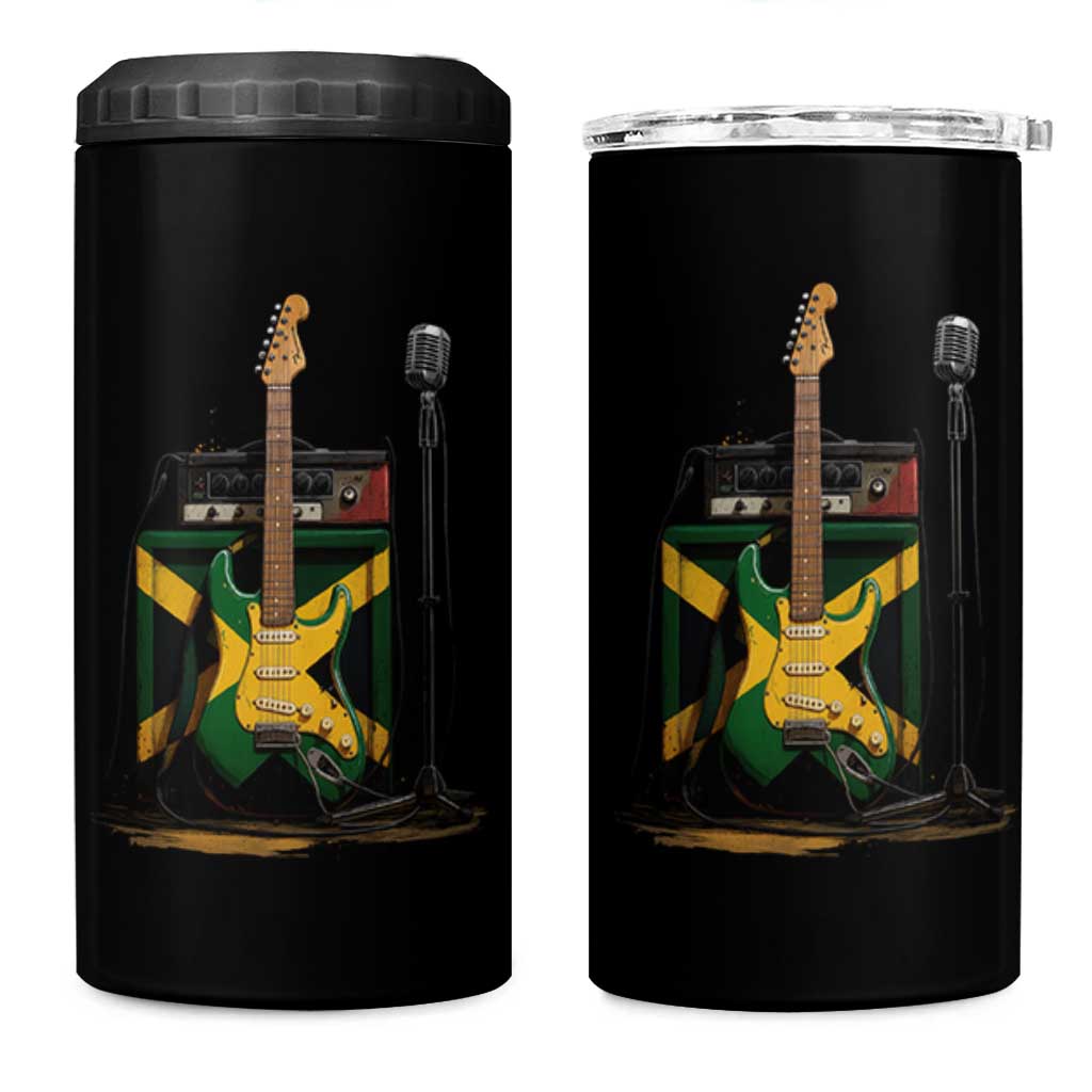 Reggae Guitar Jamaican Flag Amp Microphone Music Lover 4 in 1 Can Cooler Tumbler - Wonder Print Shop