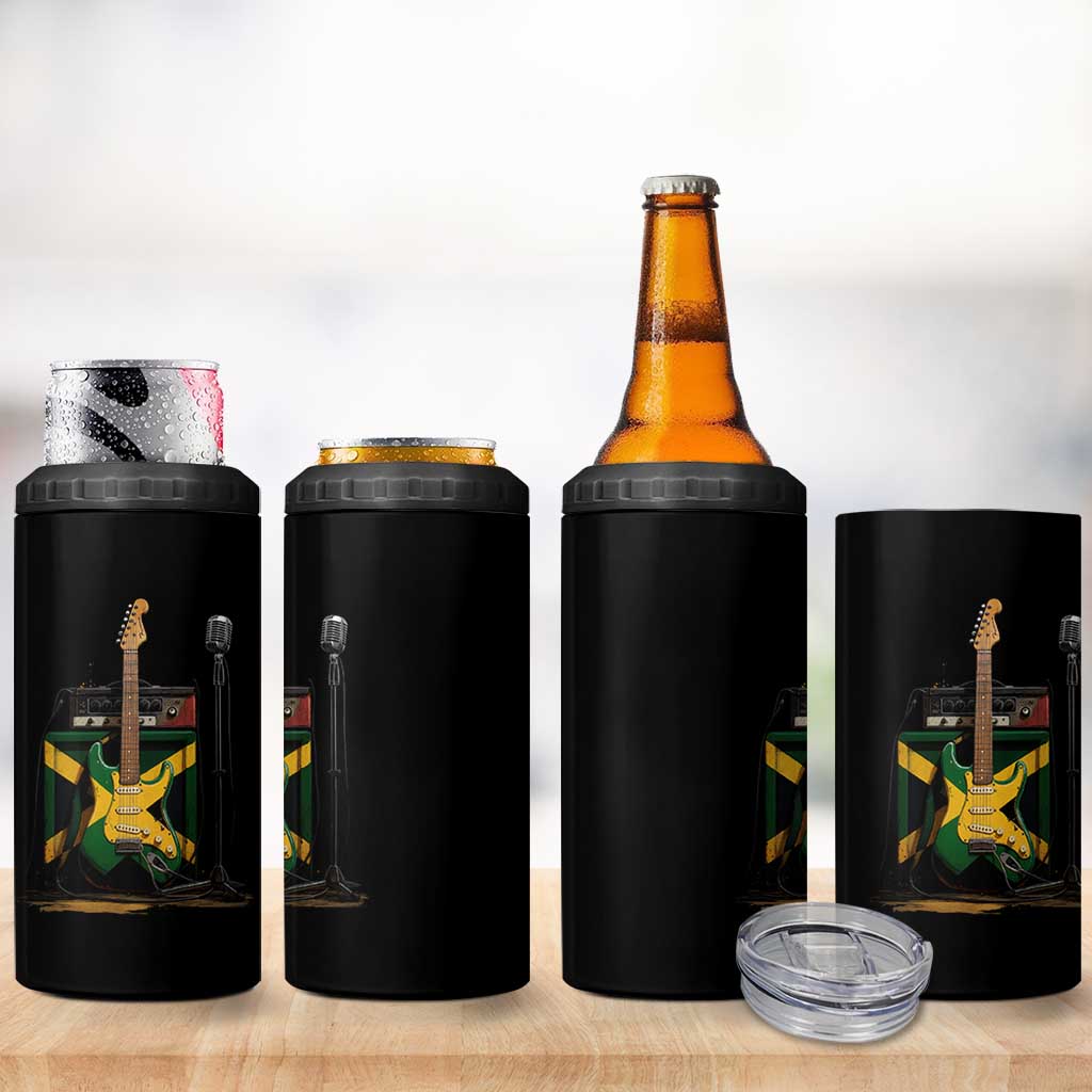 Reggae Guitar Jamaican Flag Amp Microphone Music Lover 4 in 1 Can Cooler Tumbler - Wonder Print Shop