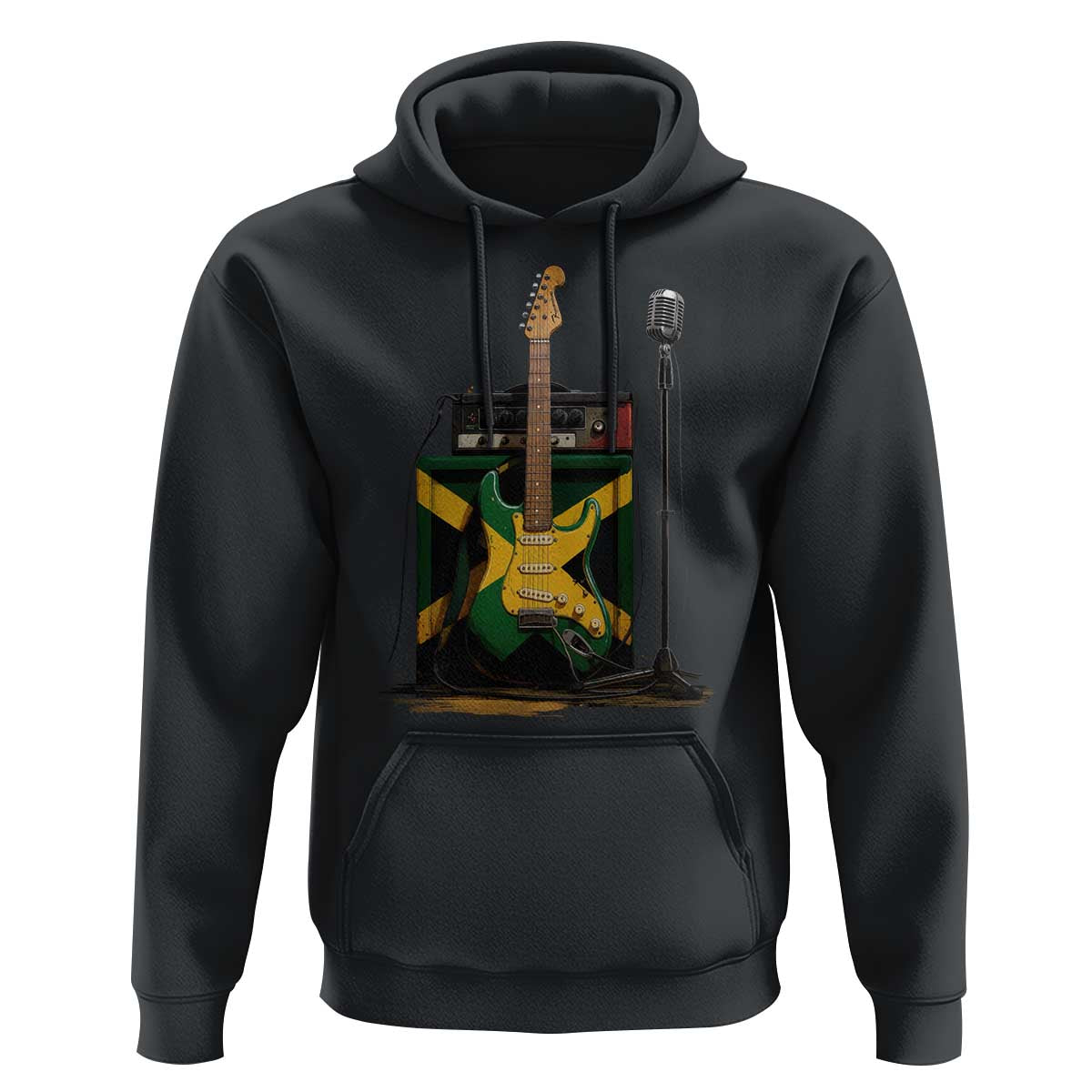 Reggae Guitar Jamaican Flag Amp Microphone Music Lover Hoodie - Wonder Print Shop