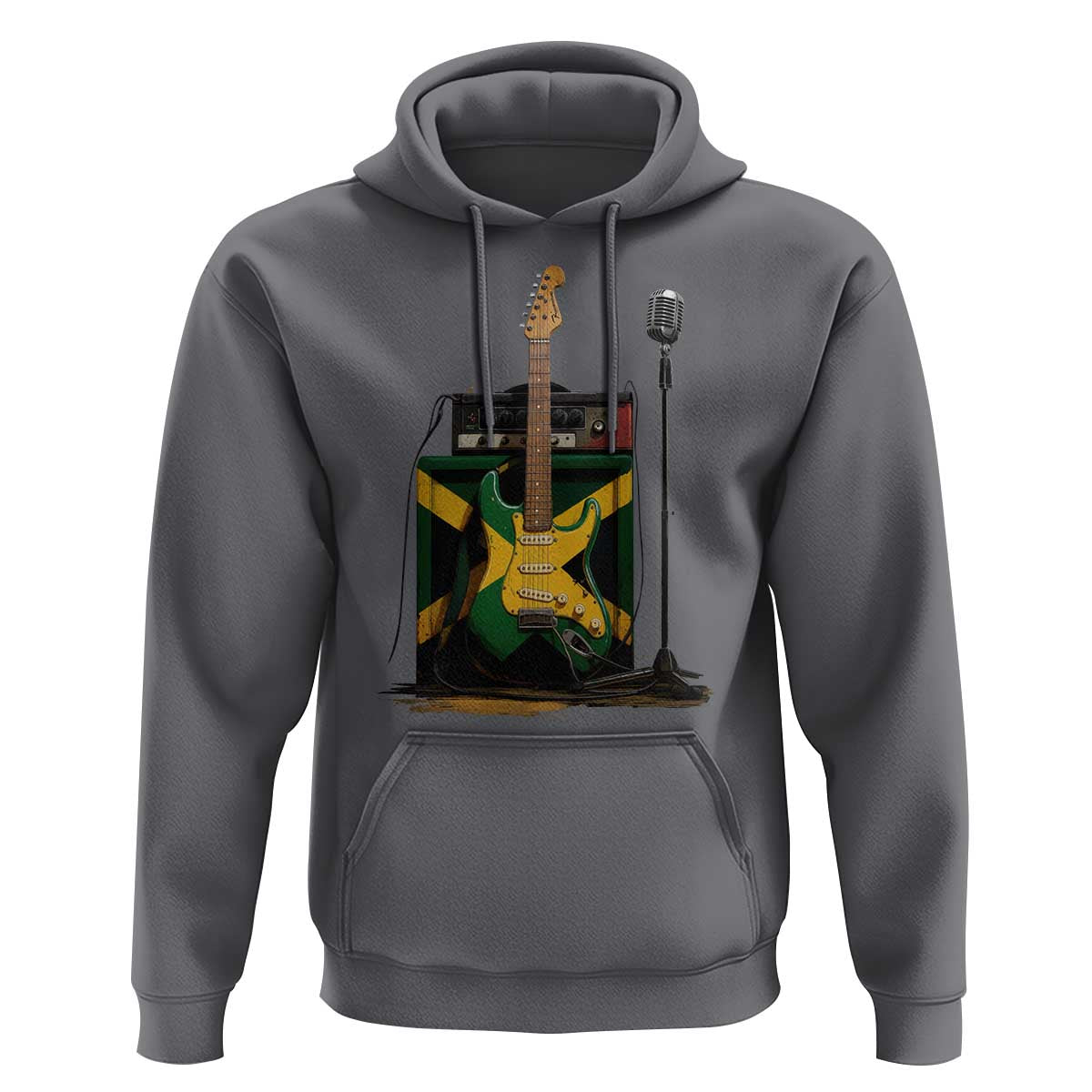 Reggae Guitar Jamaican Flag Amp Microphone Music Lover Hoodie - Wonder Print Shop