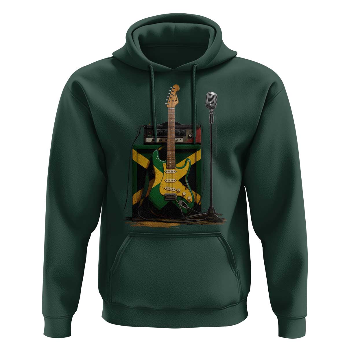 Reggae Guitar Jamaican Flag Amp Microphone Music Lover Hoodie - Wonder Print Shop