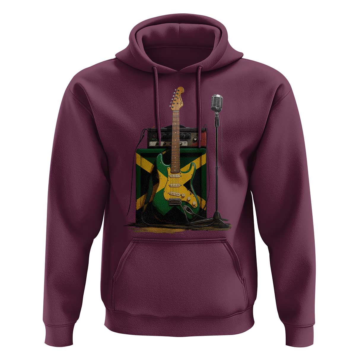 Reggae Guitar Jamaican Flag Amp Microphone Music Lover Hoodie - Wonder Print Shop
