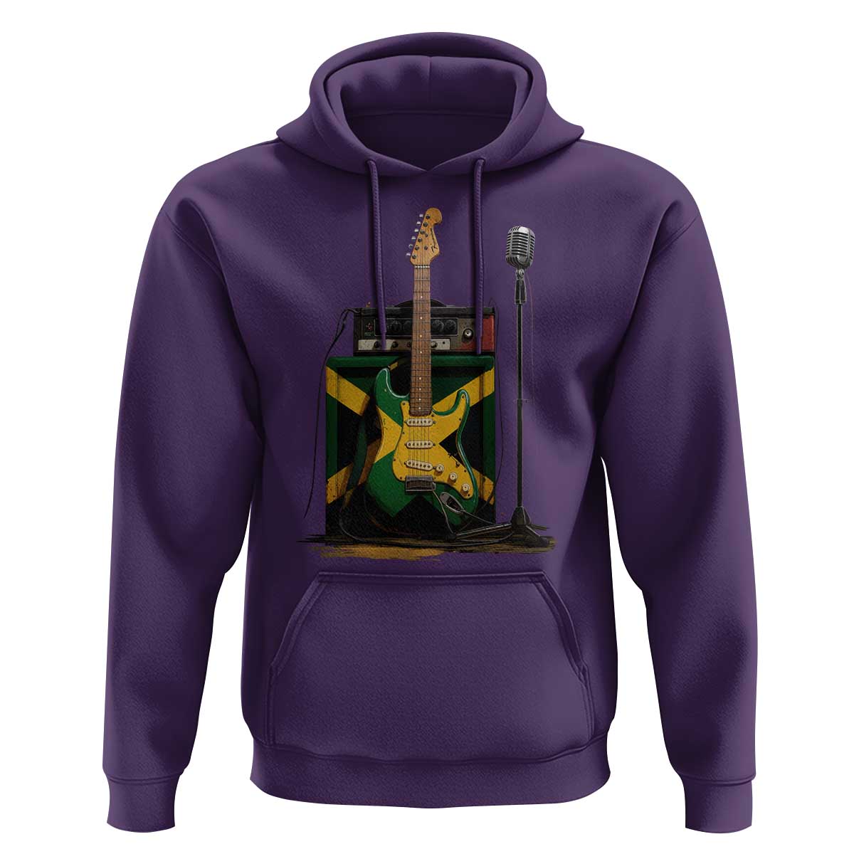 Reggae Guitar Jamaican Flag Amp Microphone Music Lover Hoodie - Wonder Print Shop