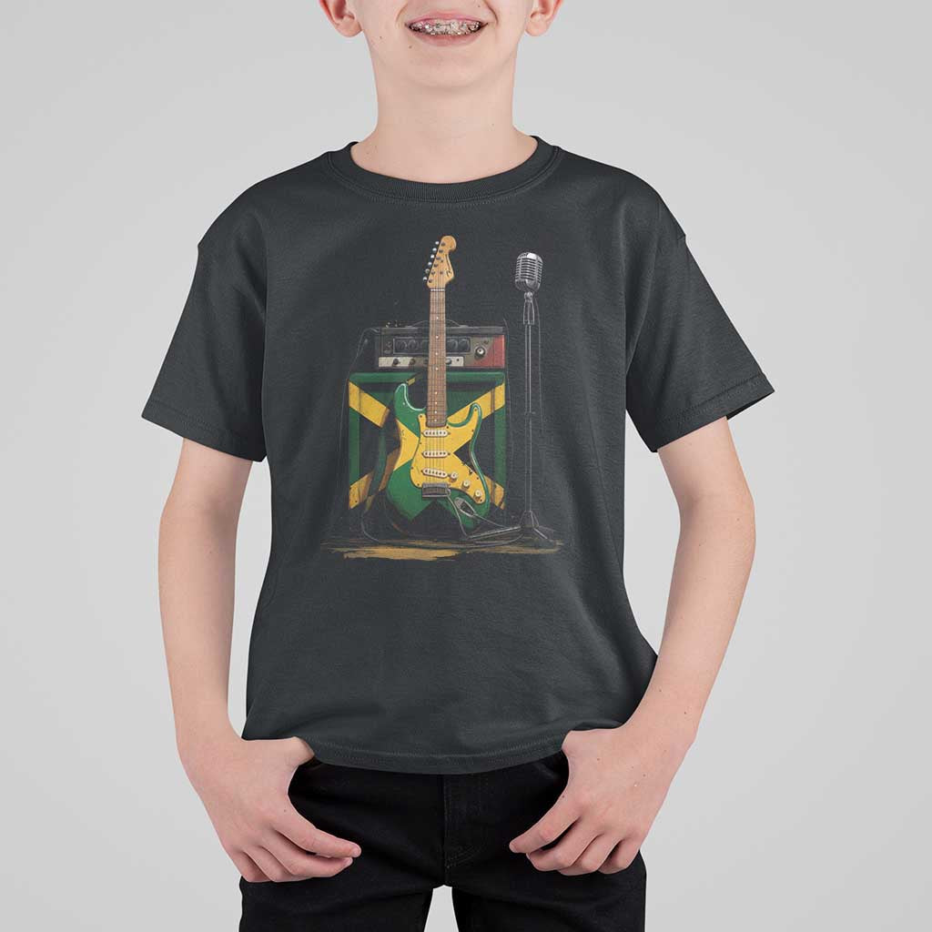 Reggae Guitar Jamaican Flag Amp Microphone Music Lover T Shirt For Kid - Wonder Print Shop