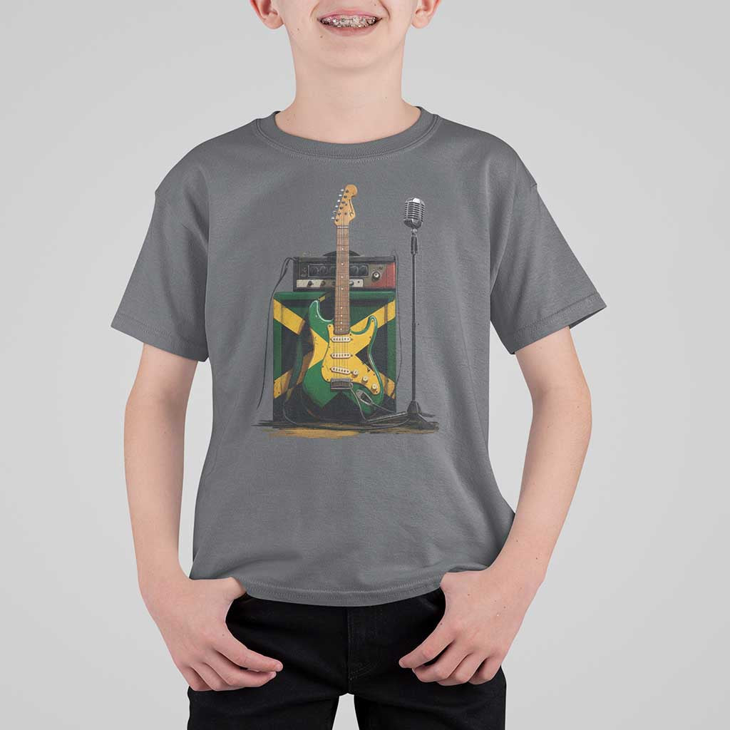 Reggae Guitar Jamaican Flag Amp Microphone Music Lover T Shirt For Kid - Wonder Print Shop