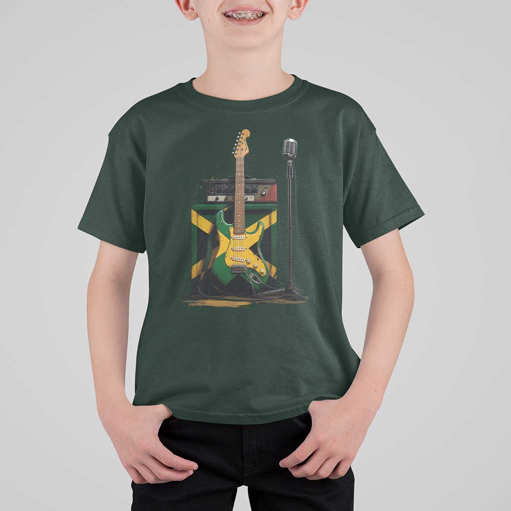 Reggae Guitar Jamaican Flag Amp Microphone Music Lover T Shirt For Kid - Wonder Print Shop