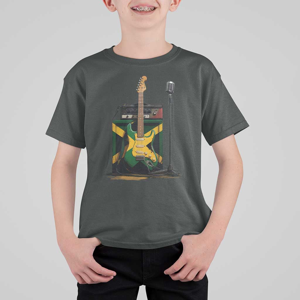 Reggae Guitar Jamaican Flag Amp Microphone Music Lover T Shirt For Kid - Wonder Print Shop