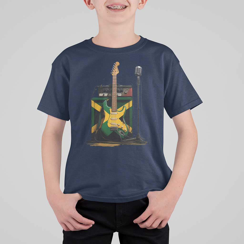 Reggae Guitar Jamaican Flag Amp Microphone Music Lover T Shirt For Kid - Wonder Print Shop