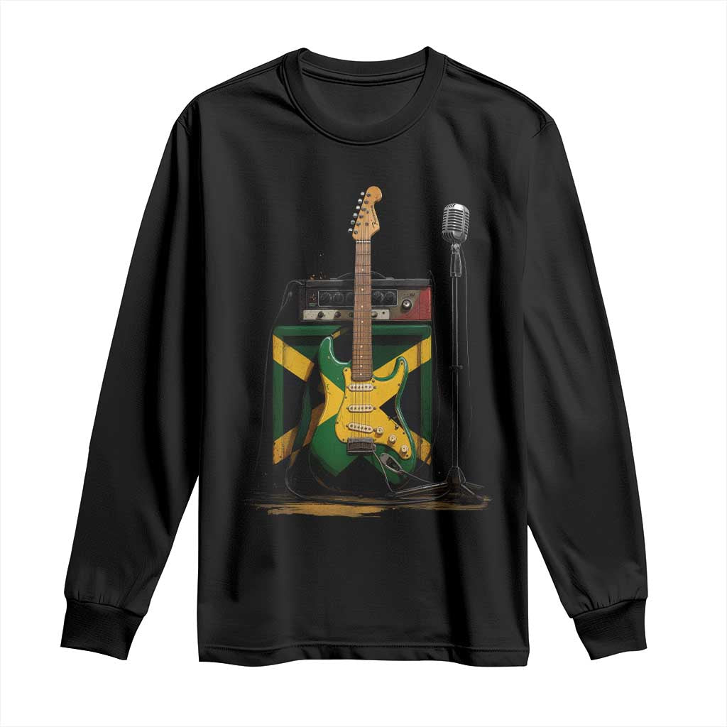 Reggae Guitar Jamaican Flag Amp Microphone Music Lover Long Sleeve Shirt - Wonder Print Shop