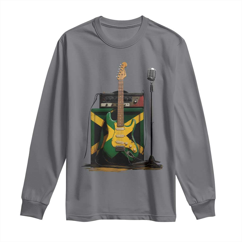 Reggae Guitar Jamaican Flag Amp Microphone Music Lover Long Sleeve Shirt - Wonder Print Shop