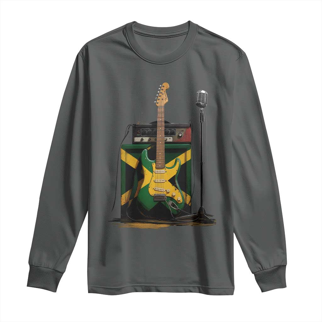 Reggae Guitar Jamaican Flag Amp Microphone Music Lover Long Sleeve Shirt - Wonder Print Shop
