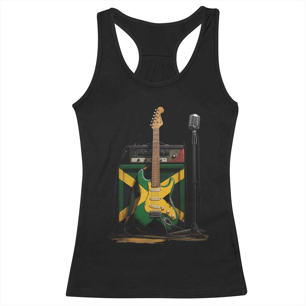 Reggae Guitar Jamaican Flag Amp Microphone Music Lover Racerback Tank Top - Wonder Print Shop