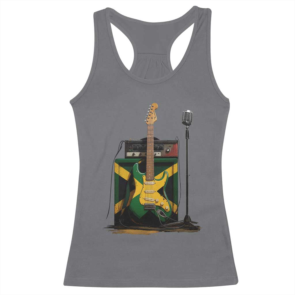 Reggae Guitar Jamaican Flag Amp Microphone Music Lover Racerback Tank Top - Wonder Print Shop