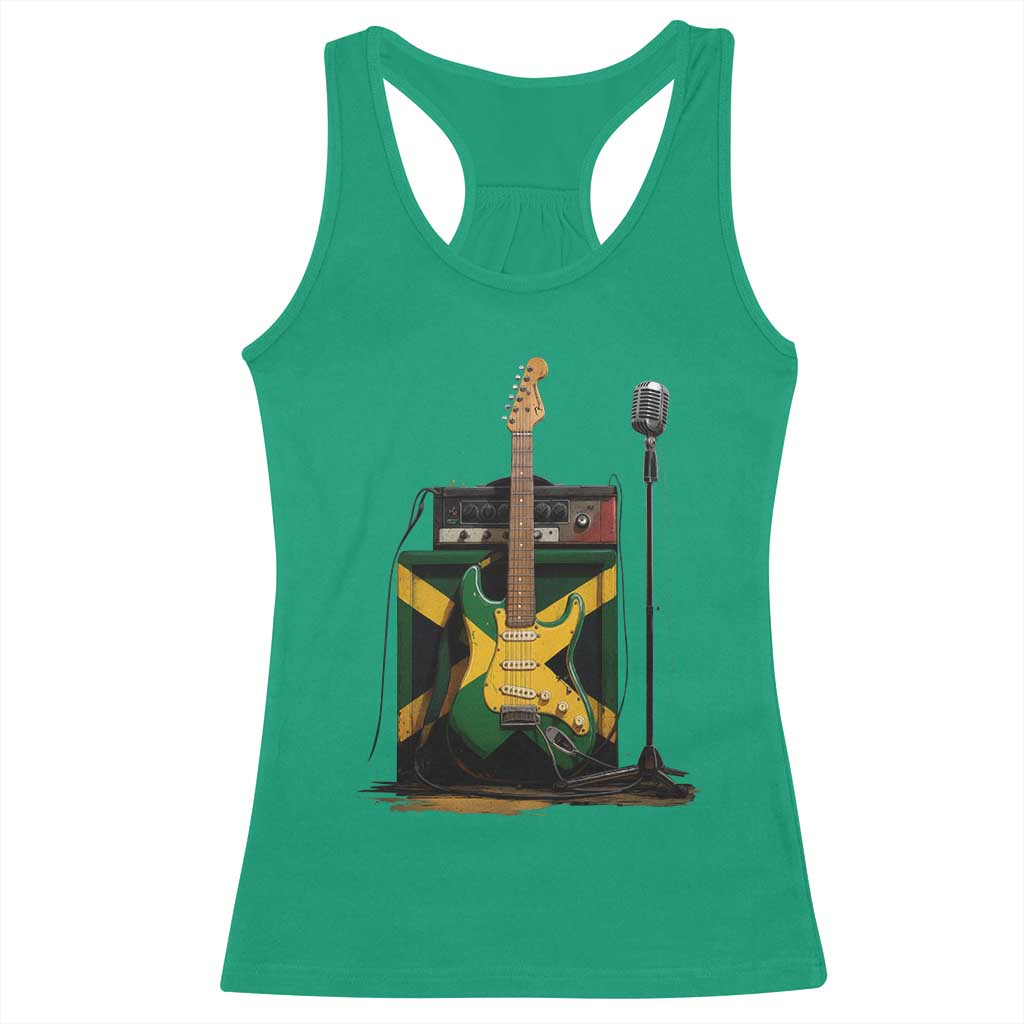 Reggae Guitar Jamaican Flag Amp Microphone Music Lover Racerback Tank Top - Wonder Print Shop