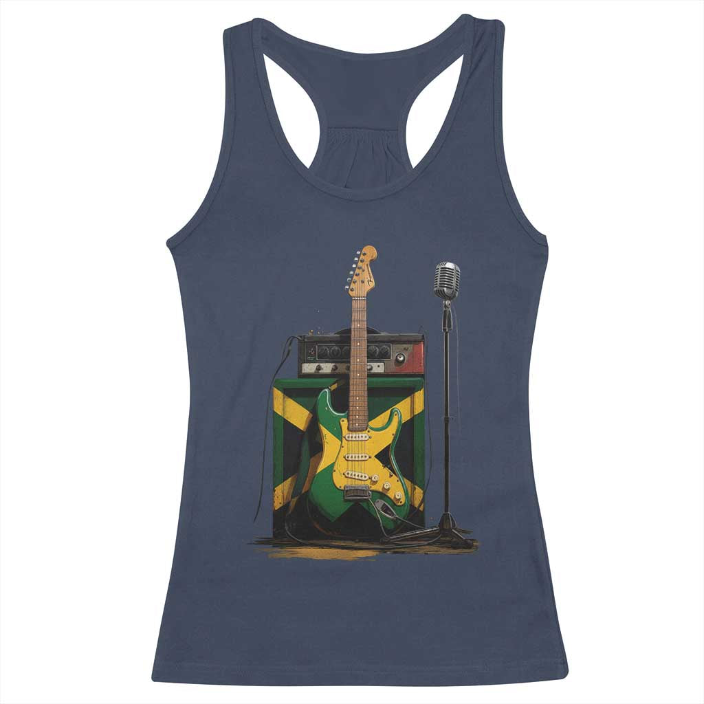 Reggae Guitar Jamaican Flag Amp Microphone Music Lover Racerback Tank Top - Wonder Print Shop