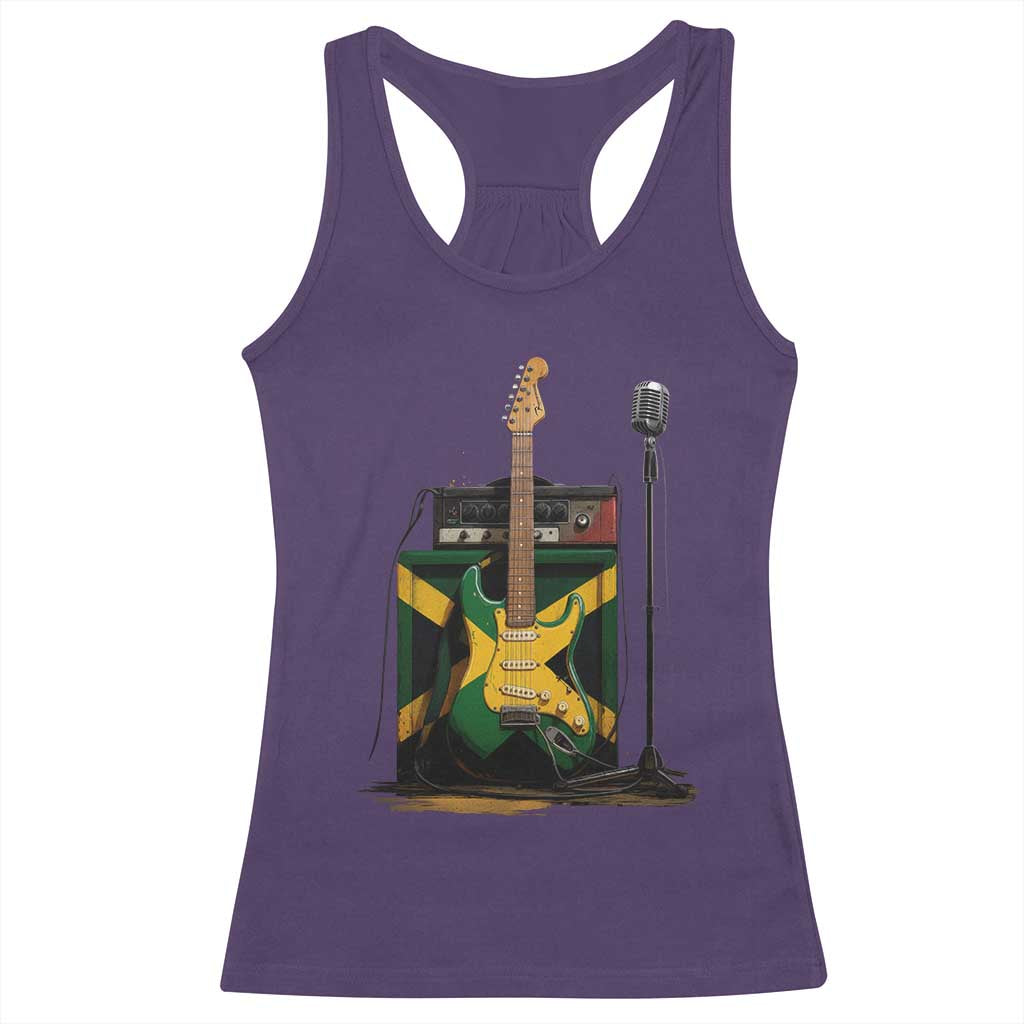 Reggae Guitar Jamaican Flag Amp Microphone Music Lover Racerback Tank Top - Wonder Print Shop
