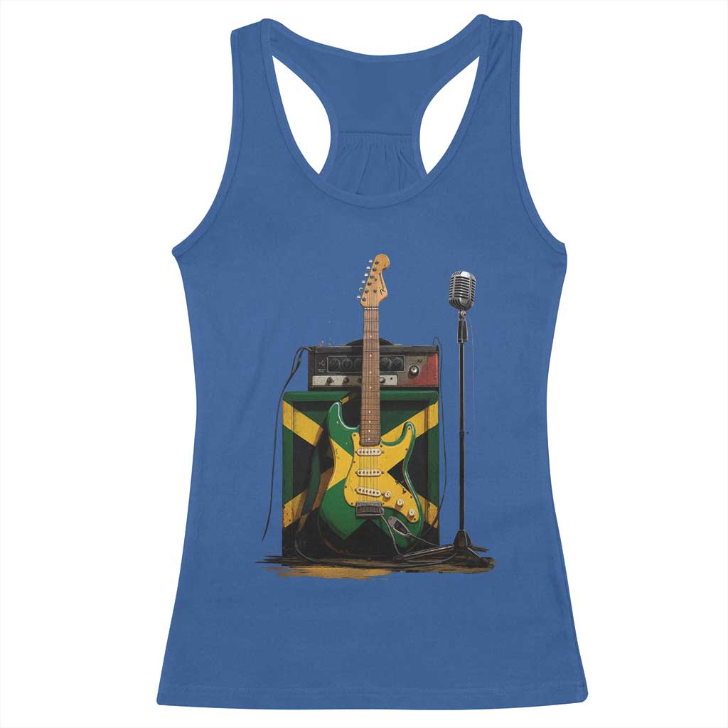 Reggae Guitar Jamaican Flag Amp Microphone Music Lover Racerback Tank Top - Wonder Print Shop