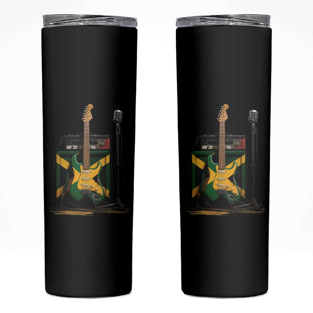 Reggae Guitar Jamaican Flag Amp Microphone Music Lover Skinny Tumbler - Wonder Print Shop