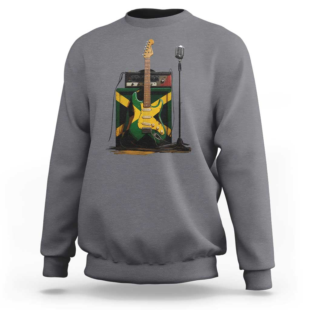 Reggae Guitar Jamaican Flag Amp Microphone Music Lover Sweatshirt - Wonder Print Shop