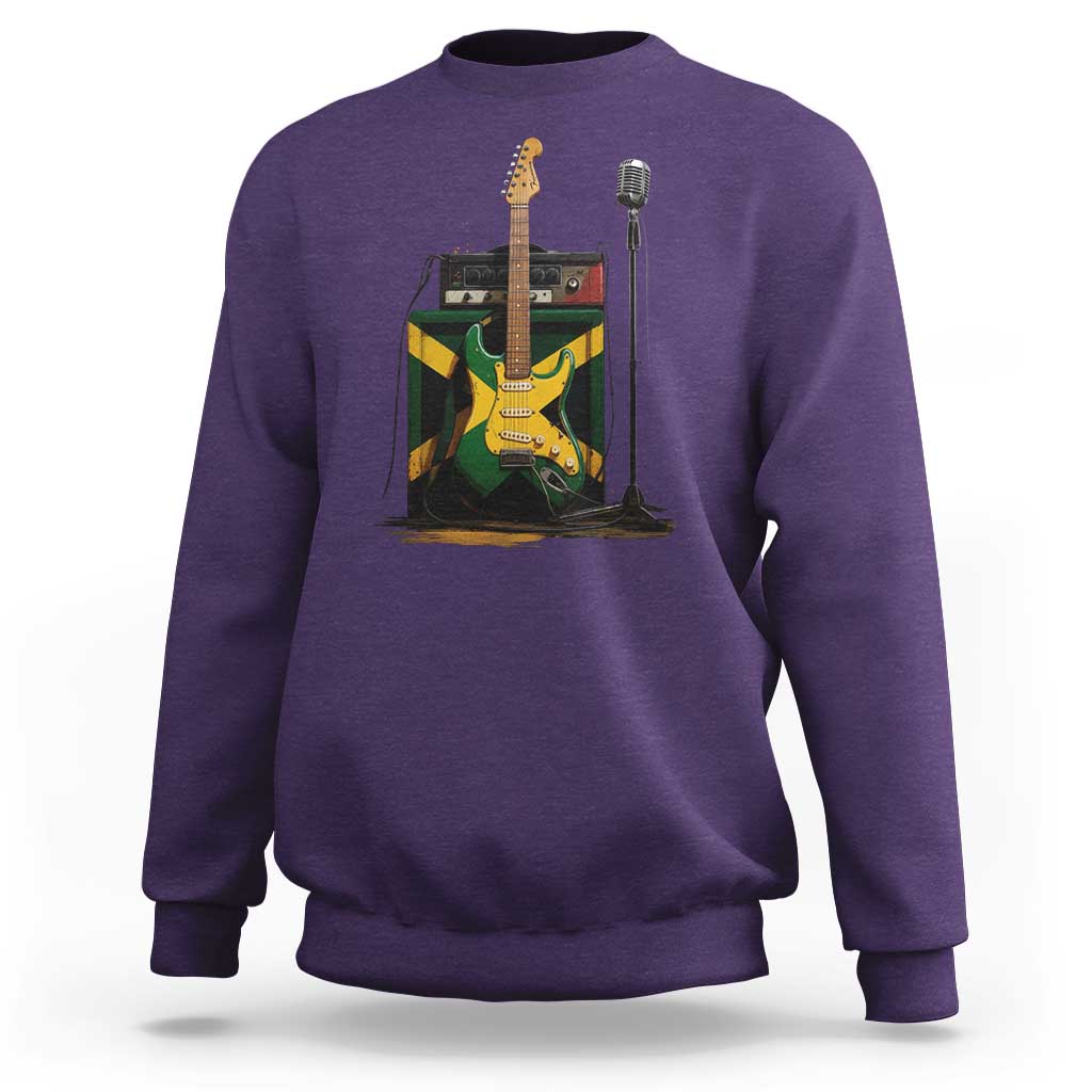 Reggae Guitar Jamaican Flag Amp Microphone Music Lover Sweatshirt - Wonder Print Shop