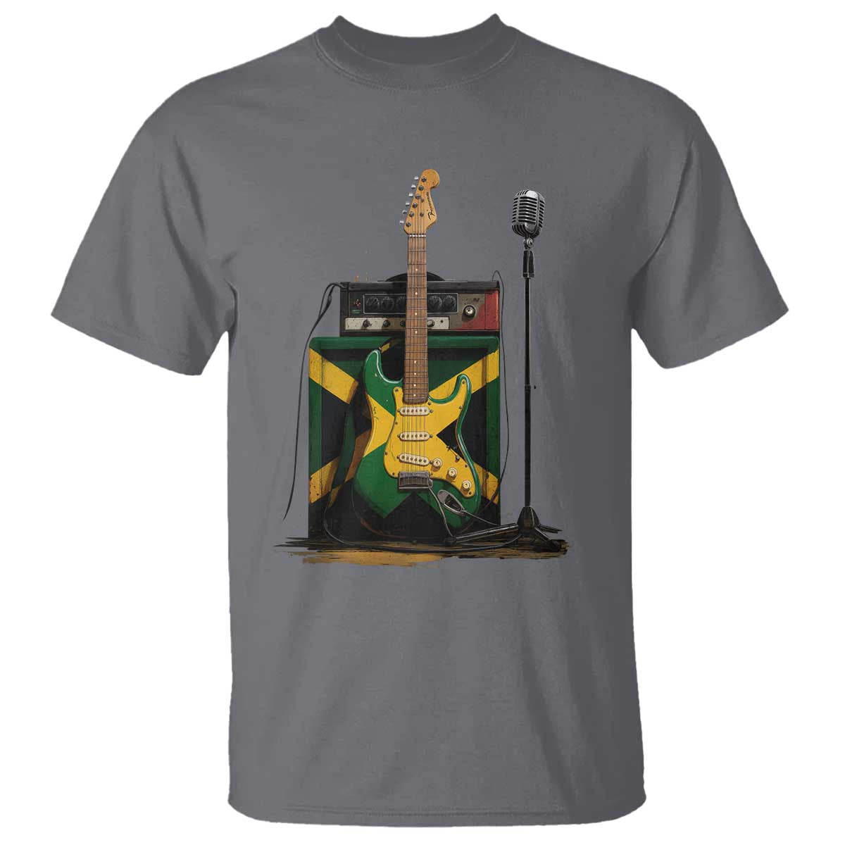 Reggae Guitar Jamaican Flag Amp Microphone Music Lover T Shirt - Wonder Print Shop