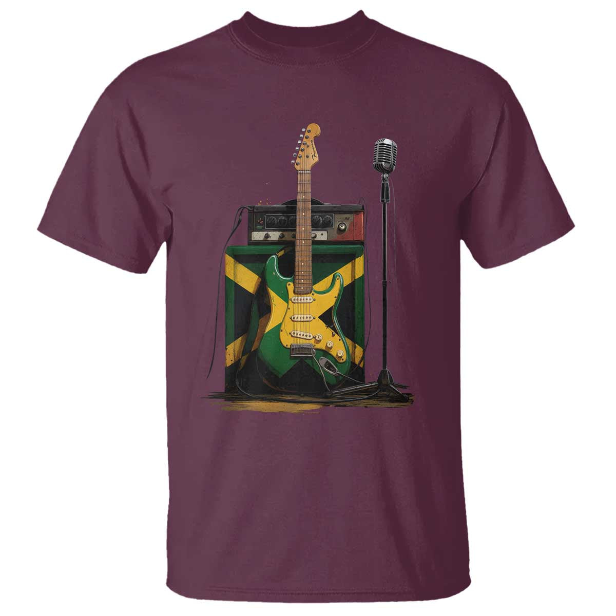 Reggae Guitar Jamaican Flag Amp Microphone Music Lover T Shirt - Wonder Print Shop