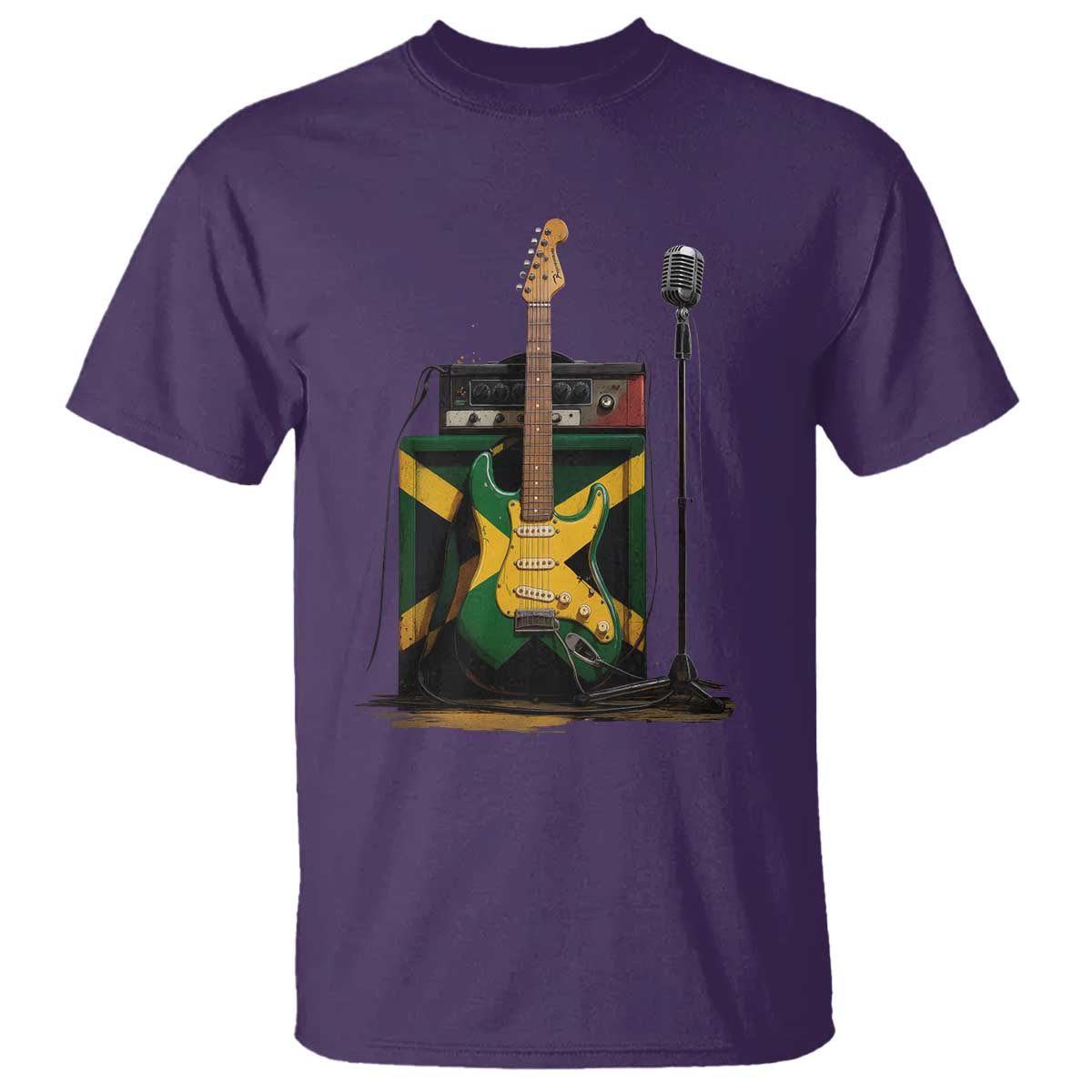 Reggae Guitar Jamaican Flag Amp Microphone Music Lover T Shirt - Wonder Print Shop