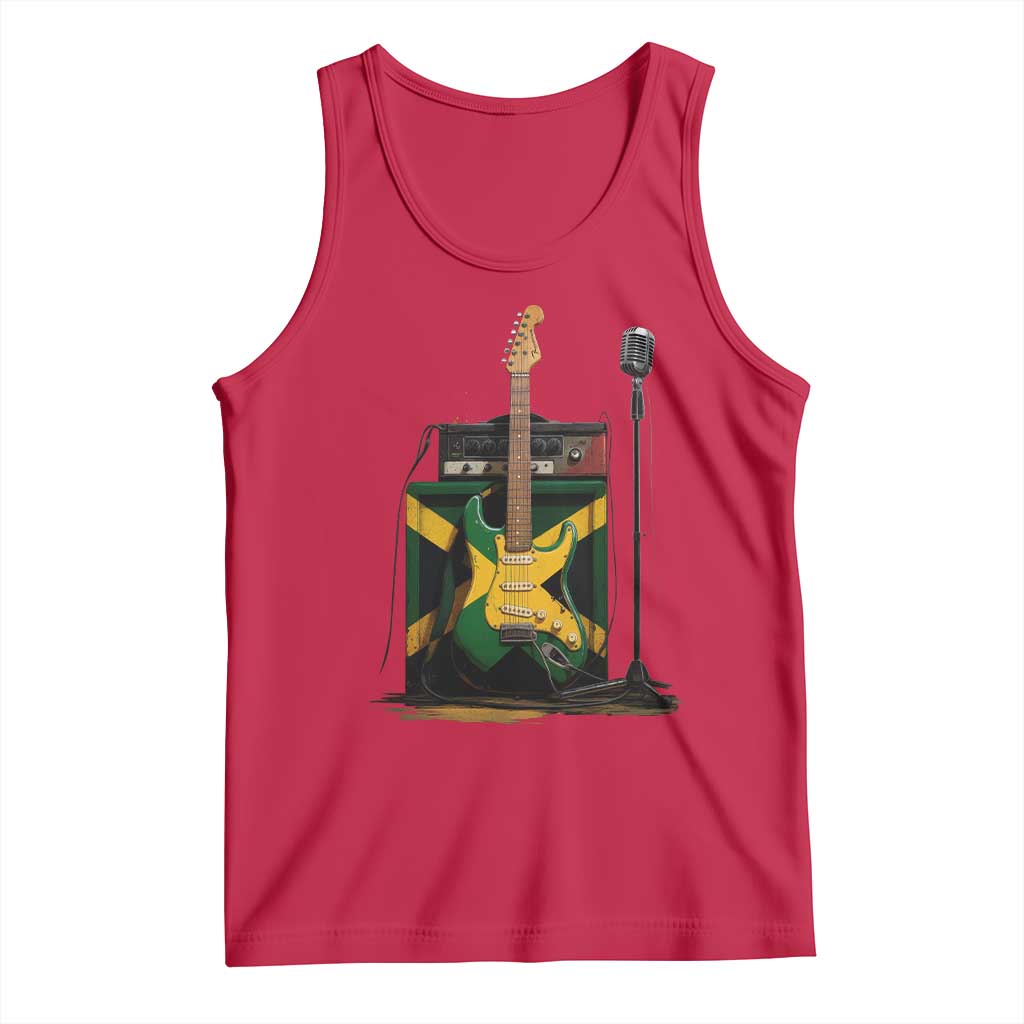 Reggae Guitar Jamaican Flag Amp Microphone Music Lover Tank Top - Wonder Print Shop