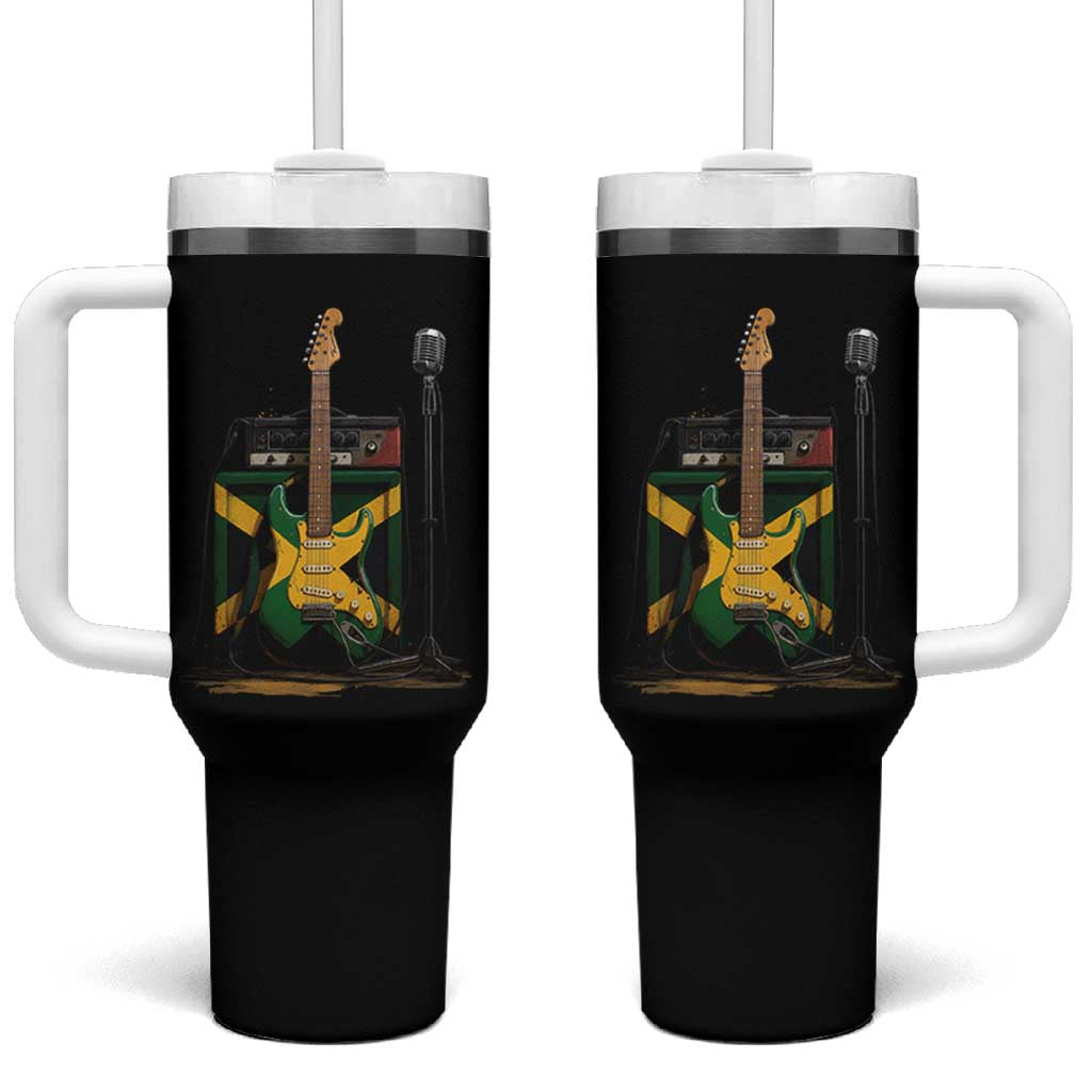 Reggae Guitar Jamaican Flag Amp Microphone Music Lover Tumbler With Handle - Wonder Print Shop