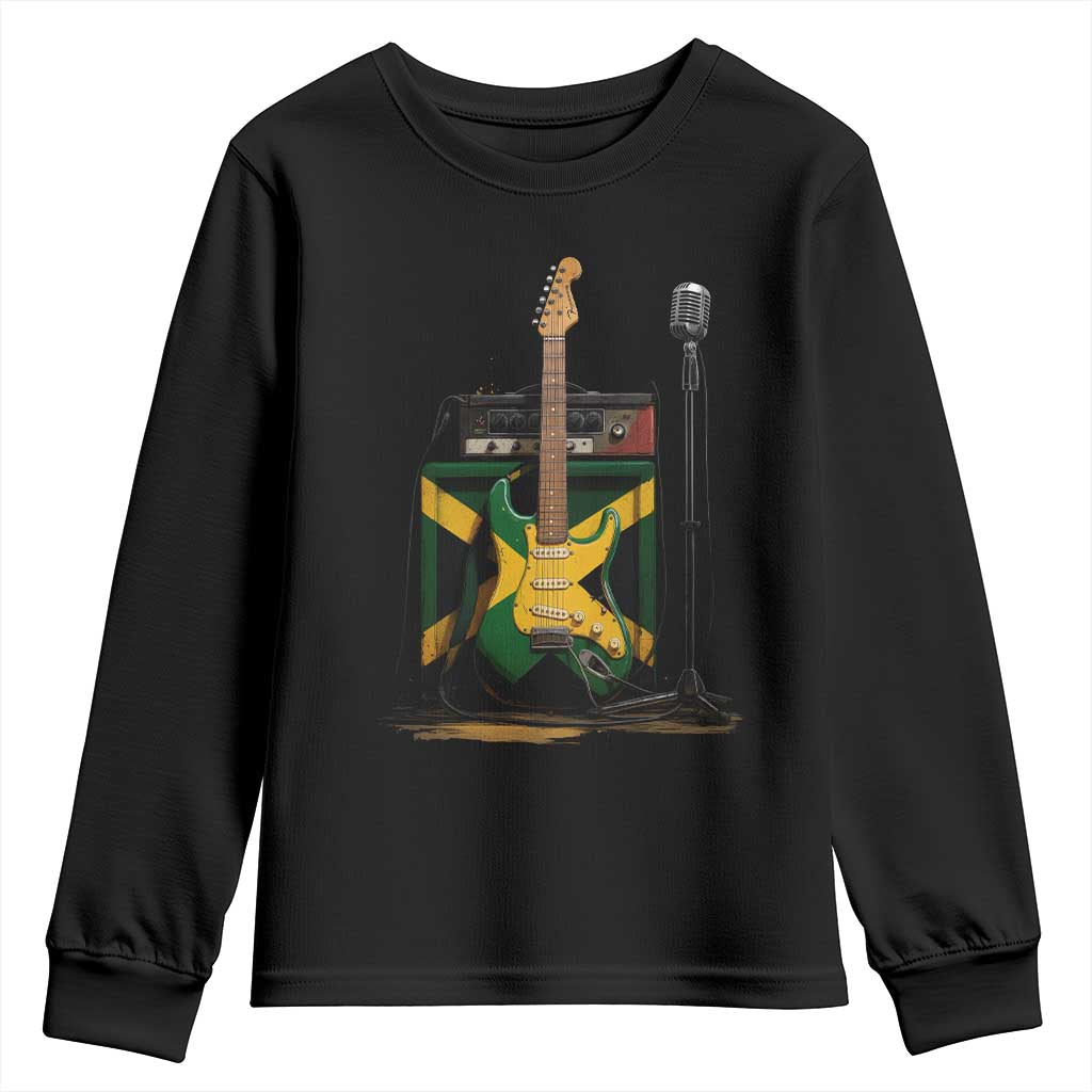 Reggae Guitar Jamaican Flag Amp Microphone Music Lover Youth Sweatshirt - Wonder Print Shop