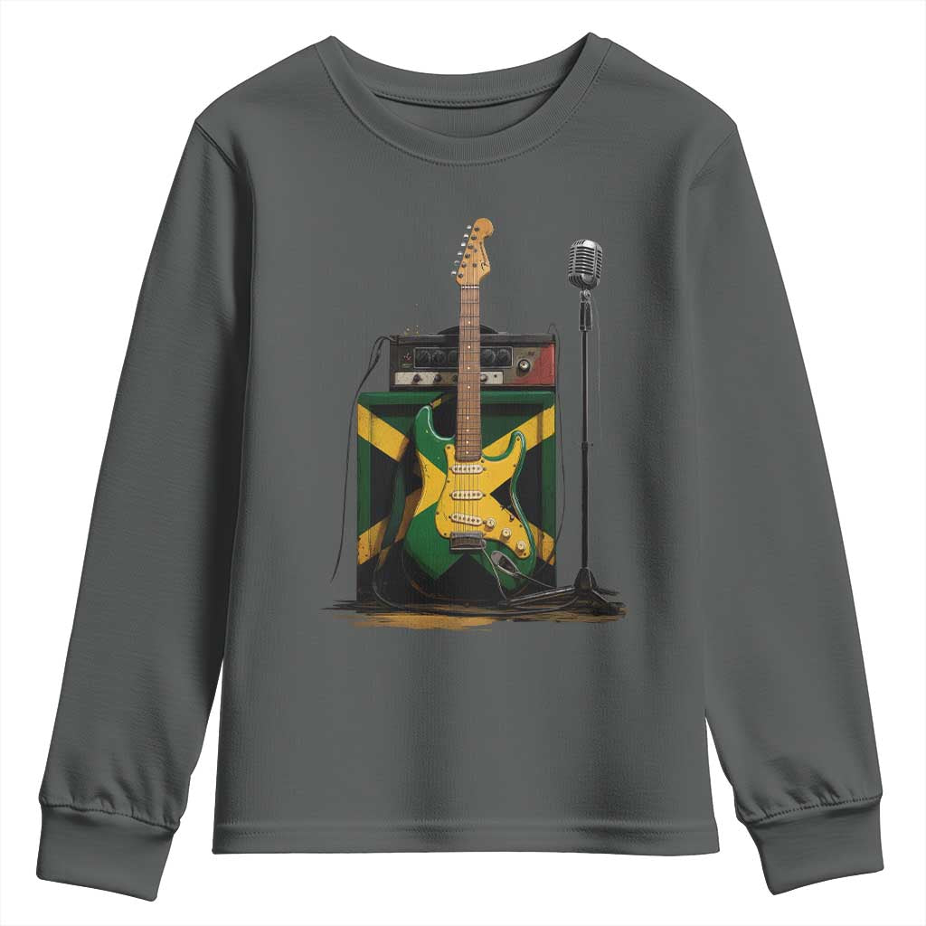 Reggae Guitar Jamaican Flag Amp Microphone Music Lover Youth Sweatshirt - Wonder Print Shop