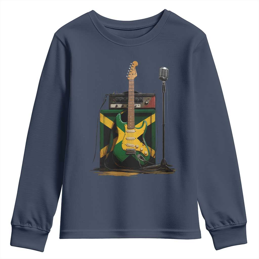 Reggae Guitar Jamaican Flag Amp Microphone Music Lover Youth Sweatshirt - Wonder Print Shop