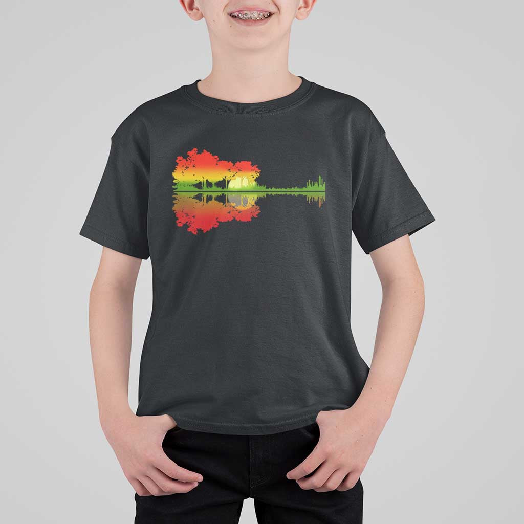 Reggae Music Guitar Lake Shadow Jamaica Rasta T Shirt For Kid - Wonder Print Shop