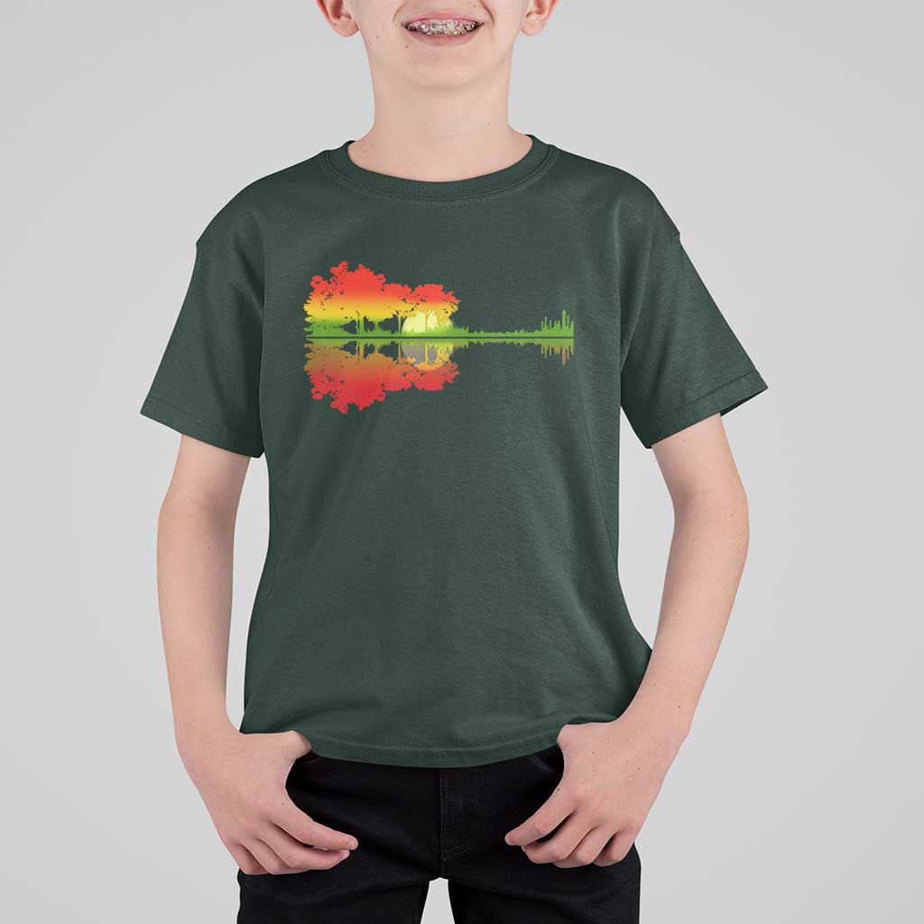 Reggae Music Guitar Lake Shadow Jamaica Rasta T Shirt For Kid - Wonder Print Shop