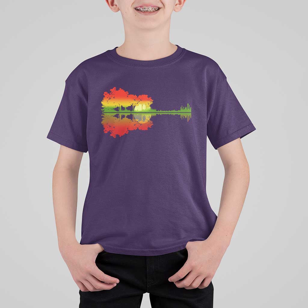 Reggae Music Guitar Lake Shadow Jamaica Rasta T Shirt For Kid - Wonder Print Shop
